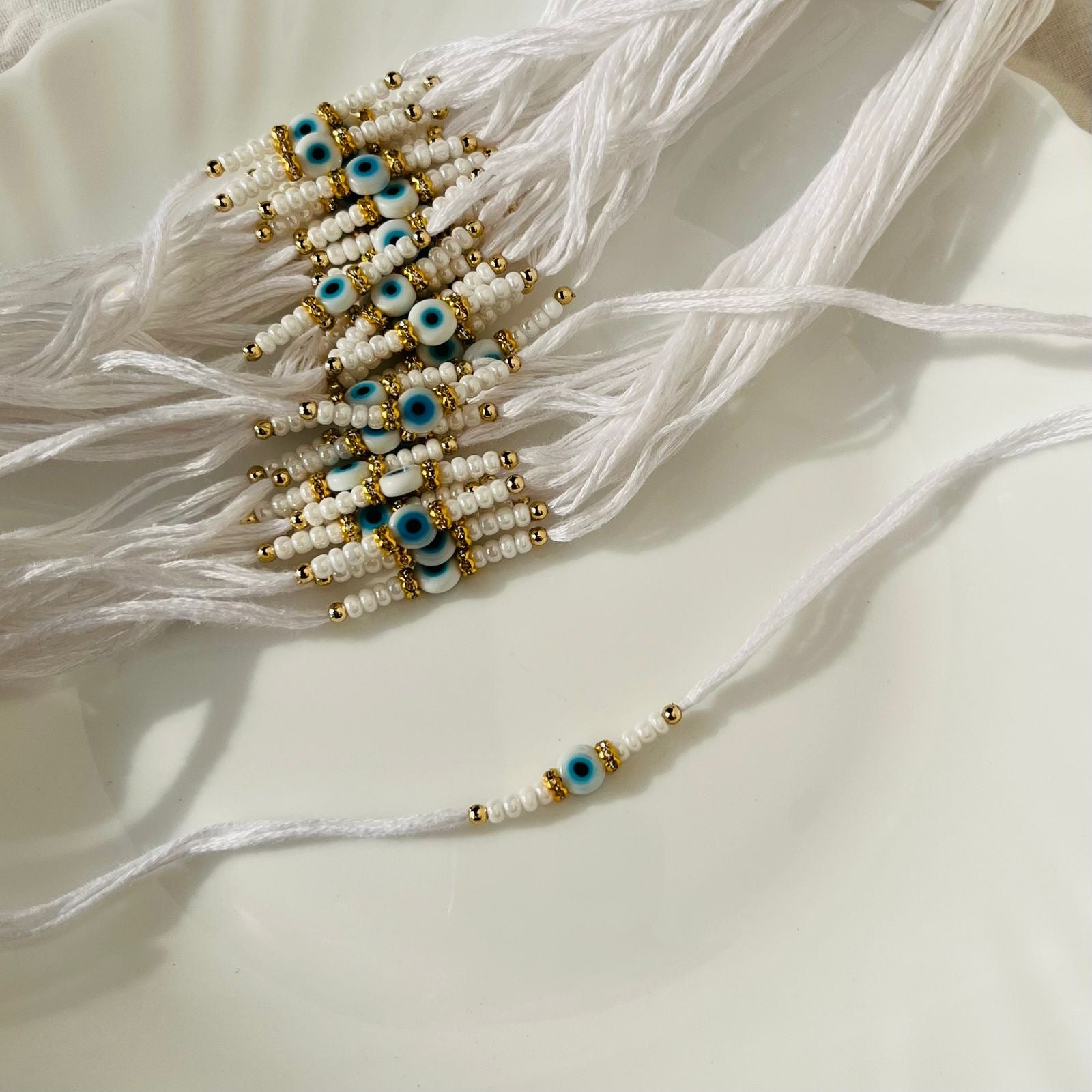 White Evil Eye Rakhi