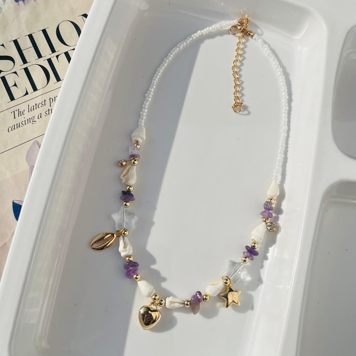Pastel Purple Beach Charms Necklace