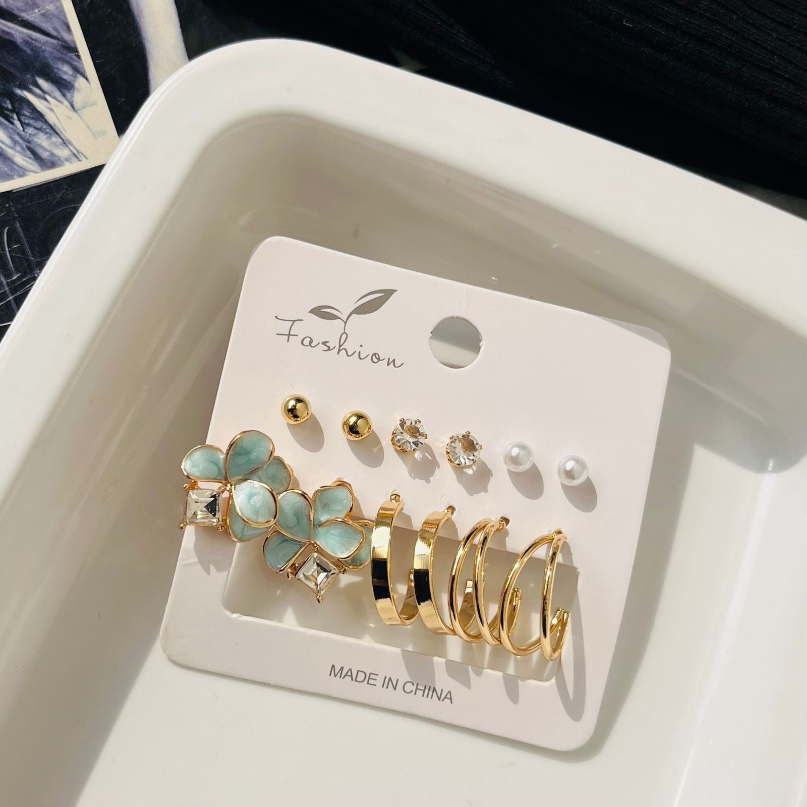 Blue Flower Earrings Combo ( ₹17/- each Pair )