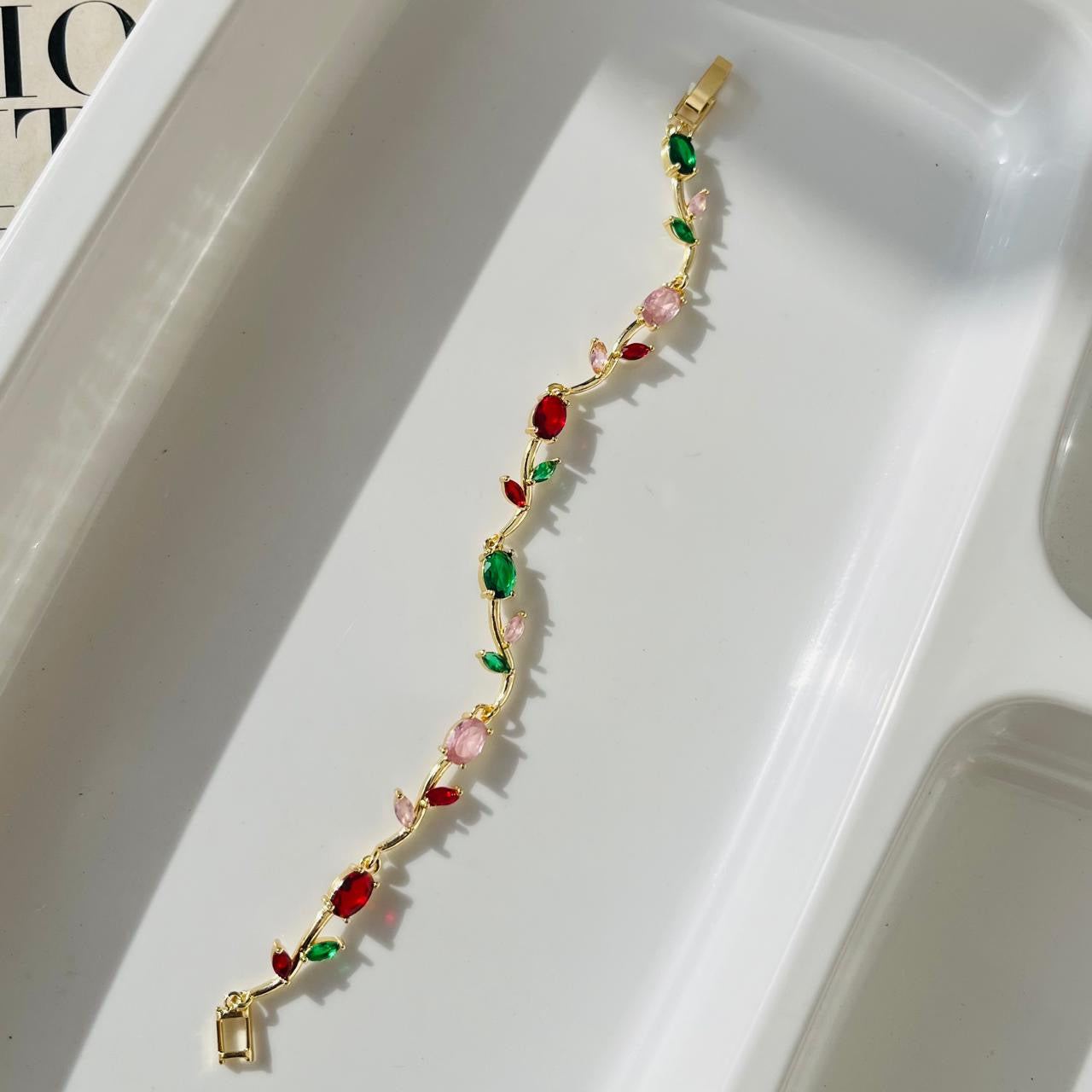 Multi-coloured Tulip Bracelet ~ Anti Tarnish