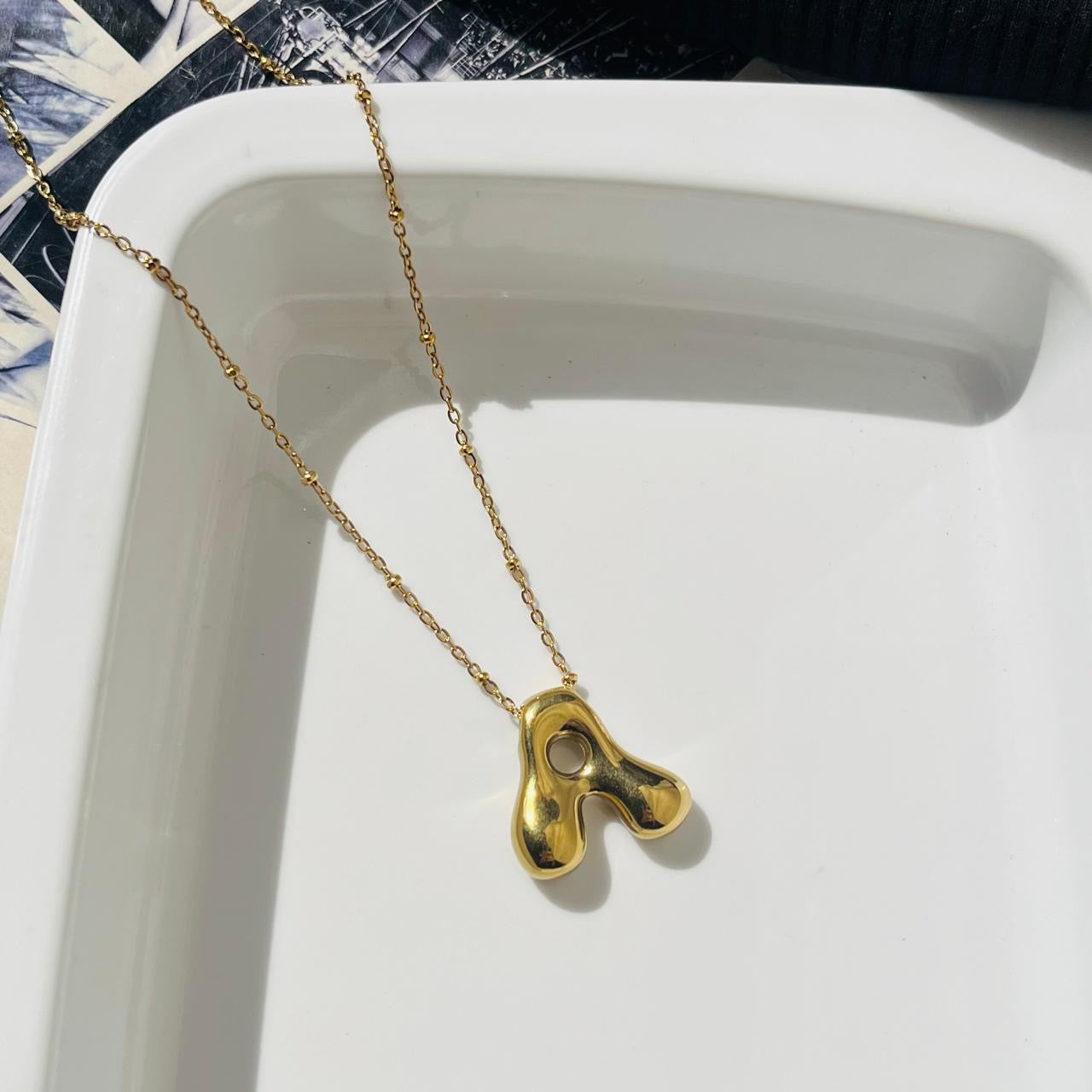 A Bubble Initial Necklace ~ Anti Tarnish