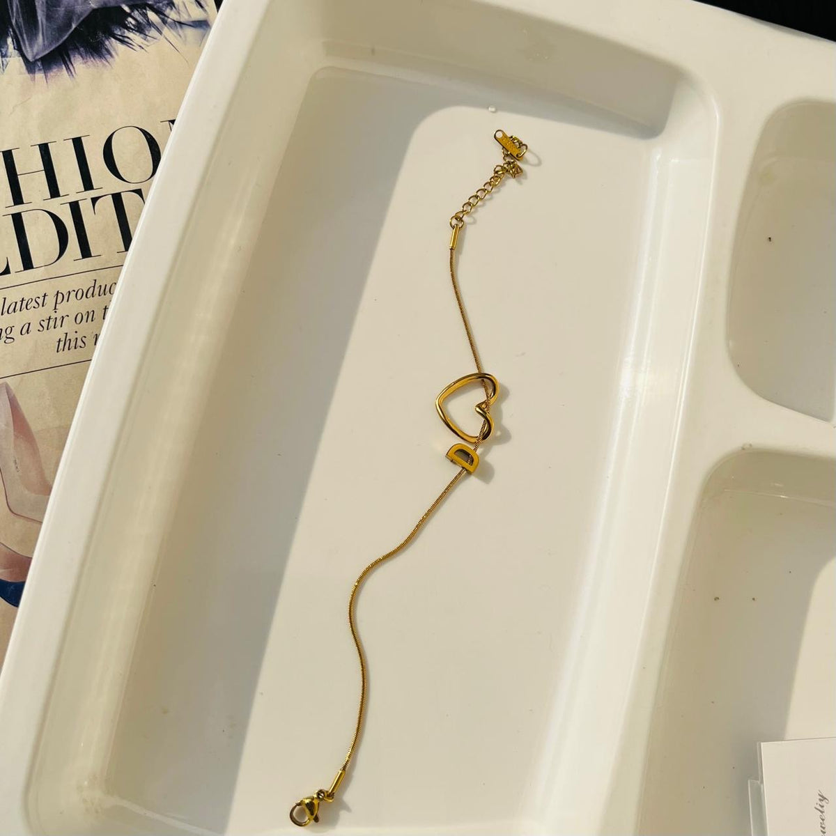 D Initial Heart Bracelet ~ Anti Tarnish