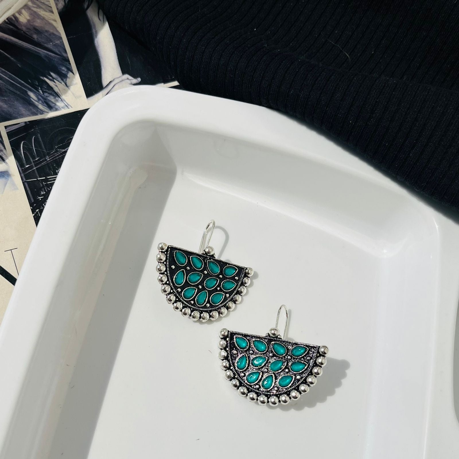 Half Moon Green Earring
