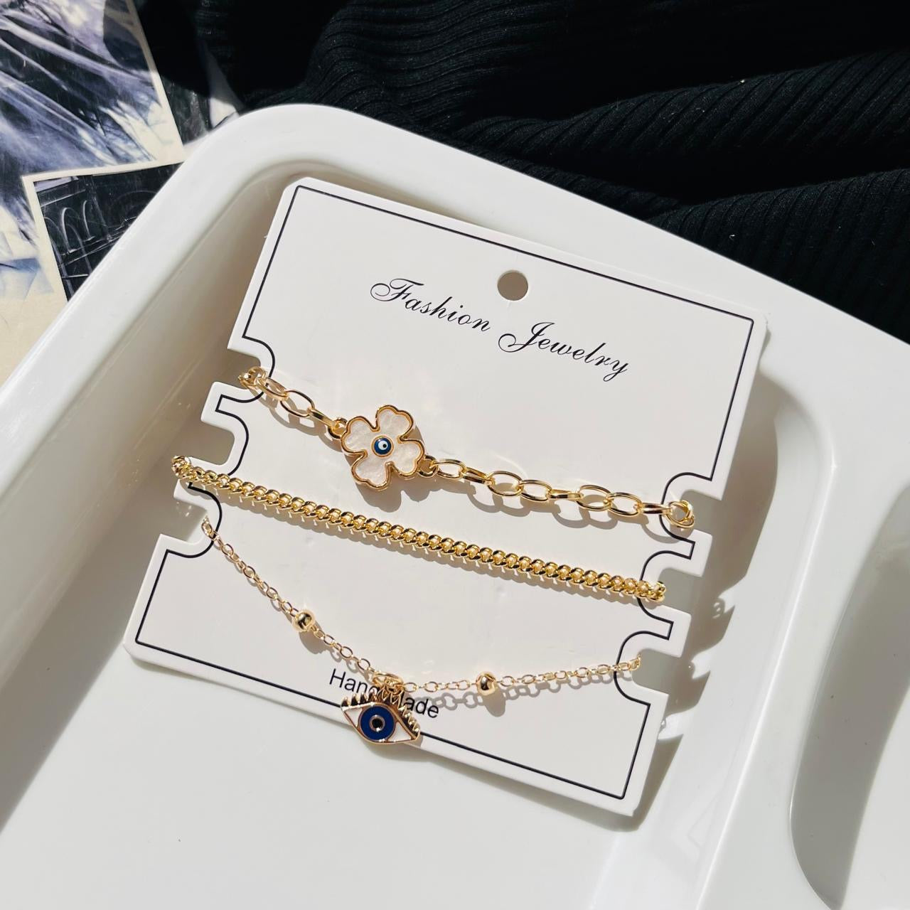 3 layer Evil eye clover Bracelet