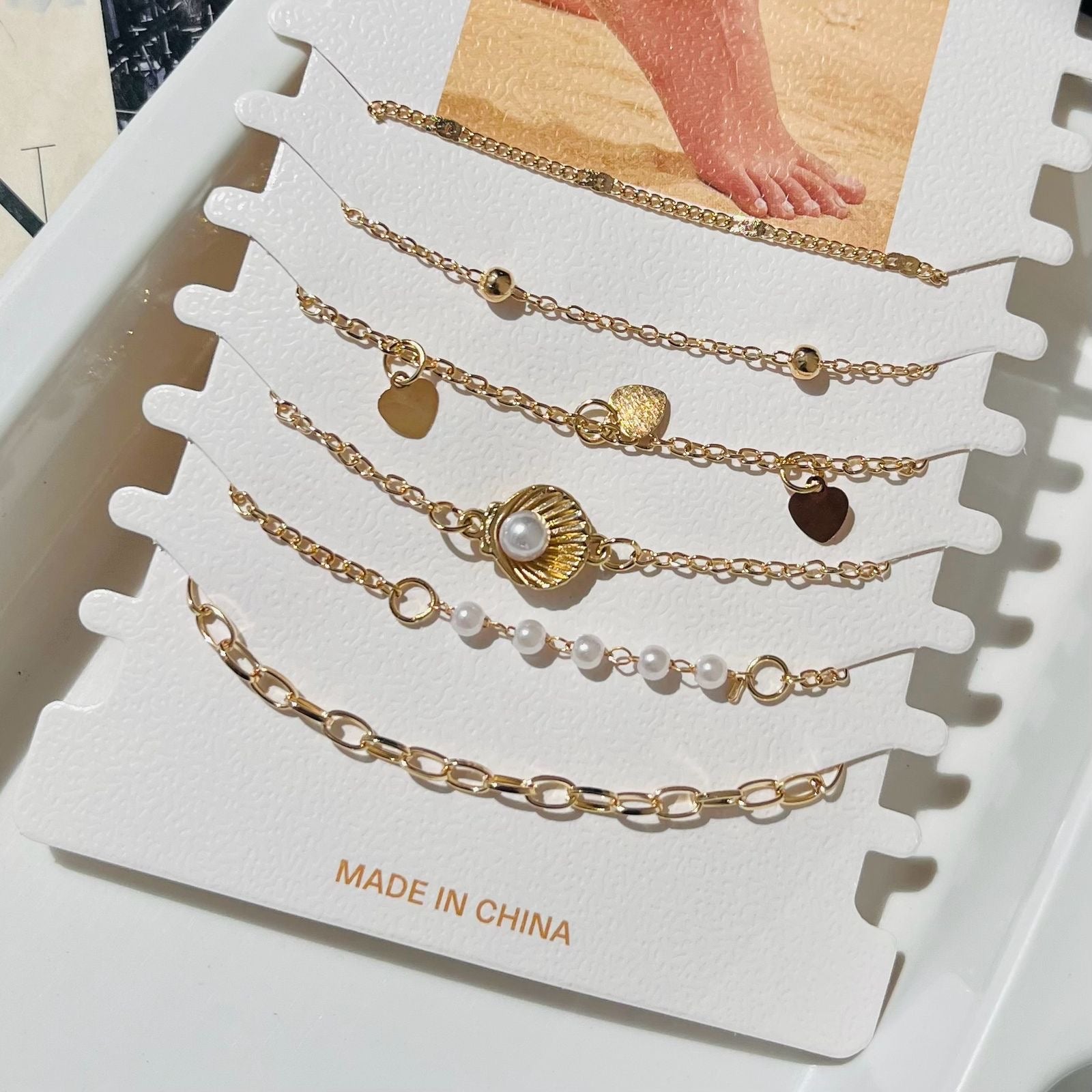 Shell Pearl Anklet set of 6( ₹20/- each)