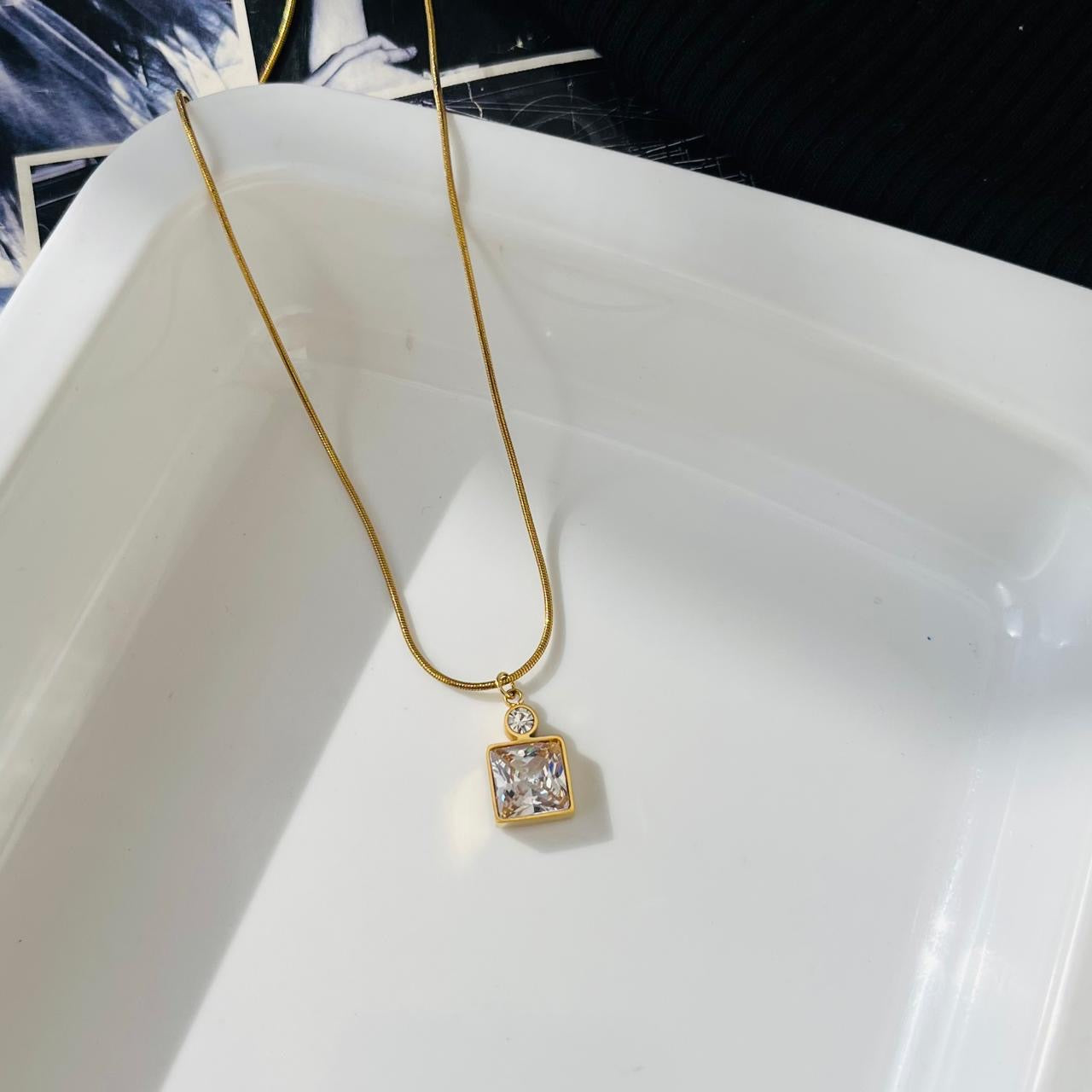 White Stone Necklace ~ Anti Tarnish