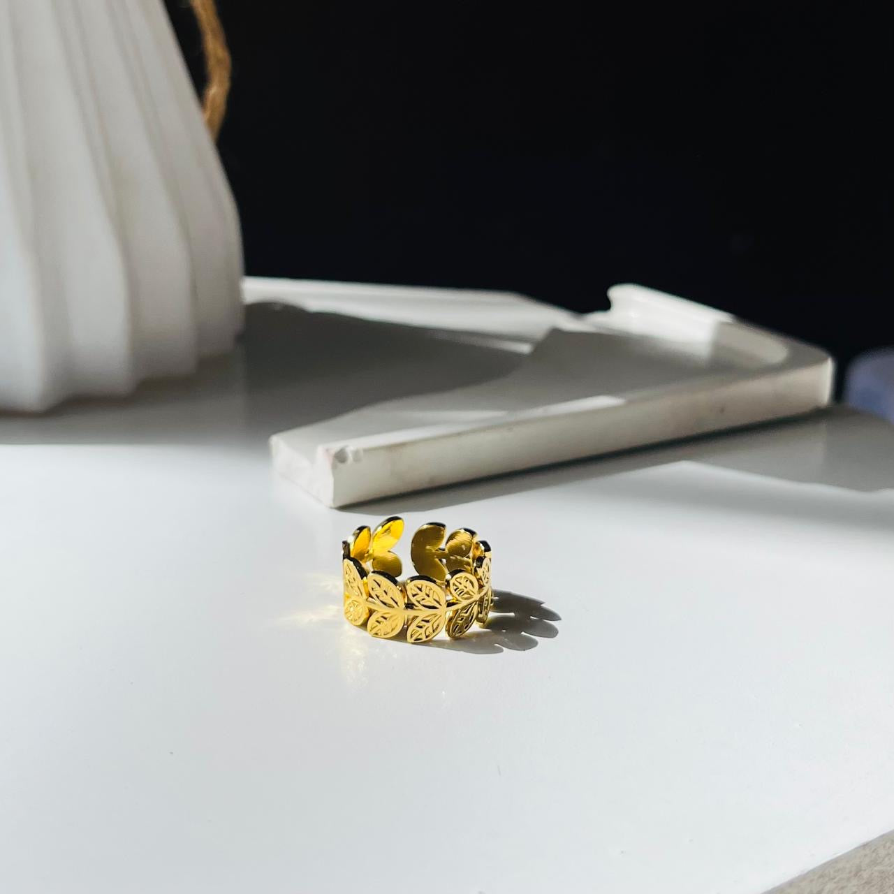 Leaf Adjustable Ring ~ Anti Tarnish