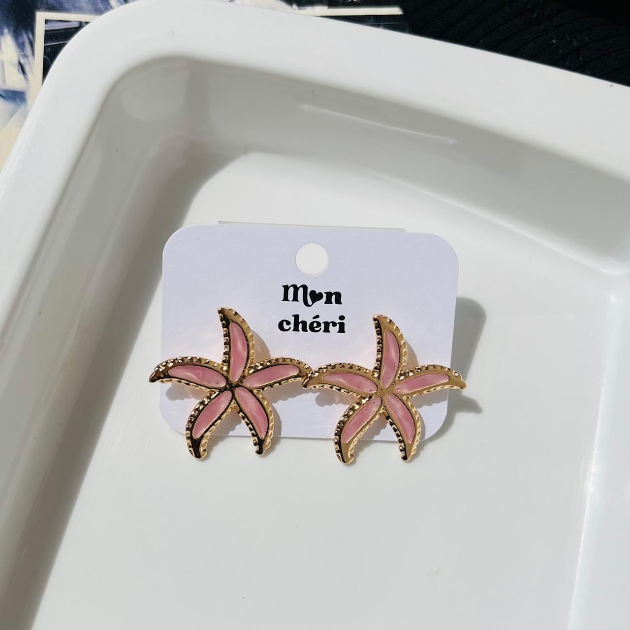 Pink Star Fish Earrings