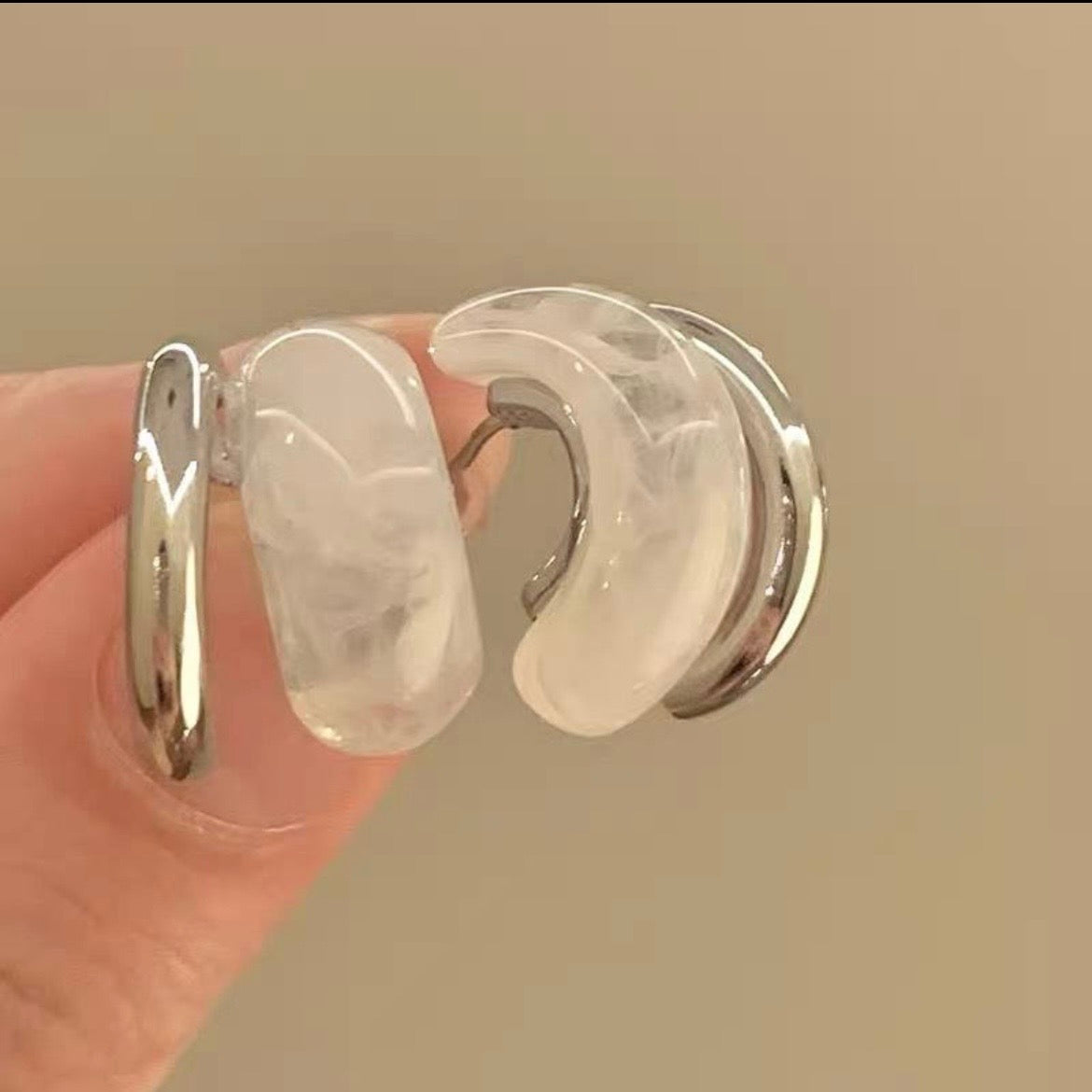 2 layer silver hoops