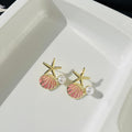 Pink Shell Pearl Earrings
