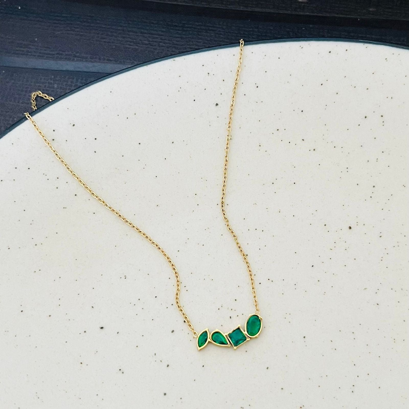 Green Stone Necklace ~ Anti Tarnish