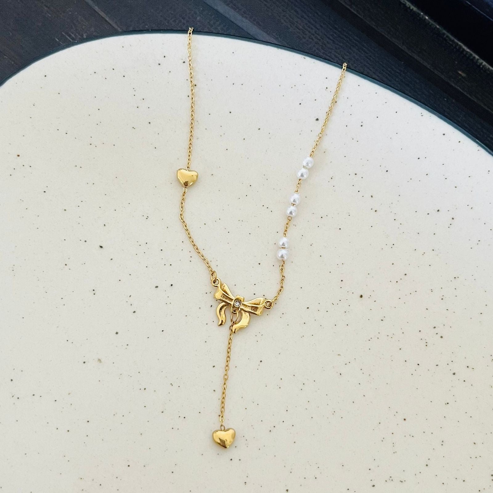 Bow Pearl Necklace ~ Anti Tarnish