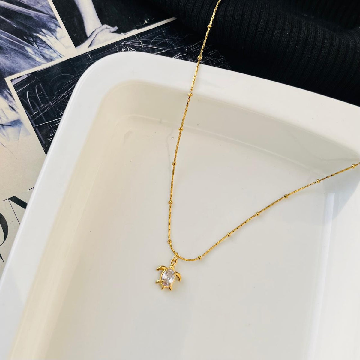 Hazel white stone necklace ~ Anti Tarnish