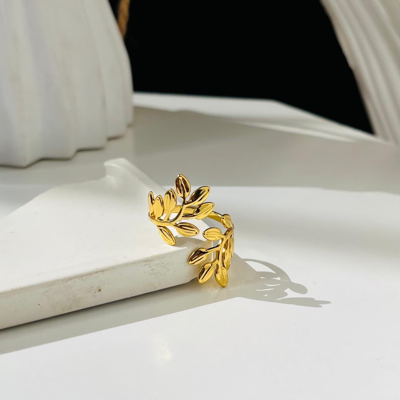 Leaf Adjustable Ring ~ Anti Tarnish