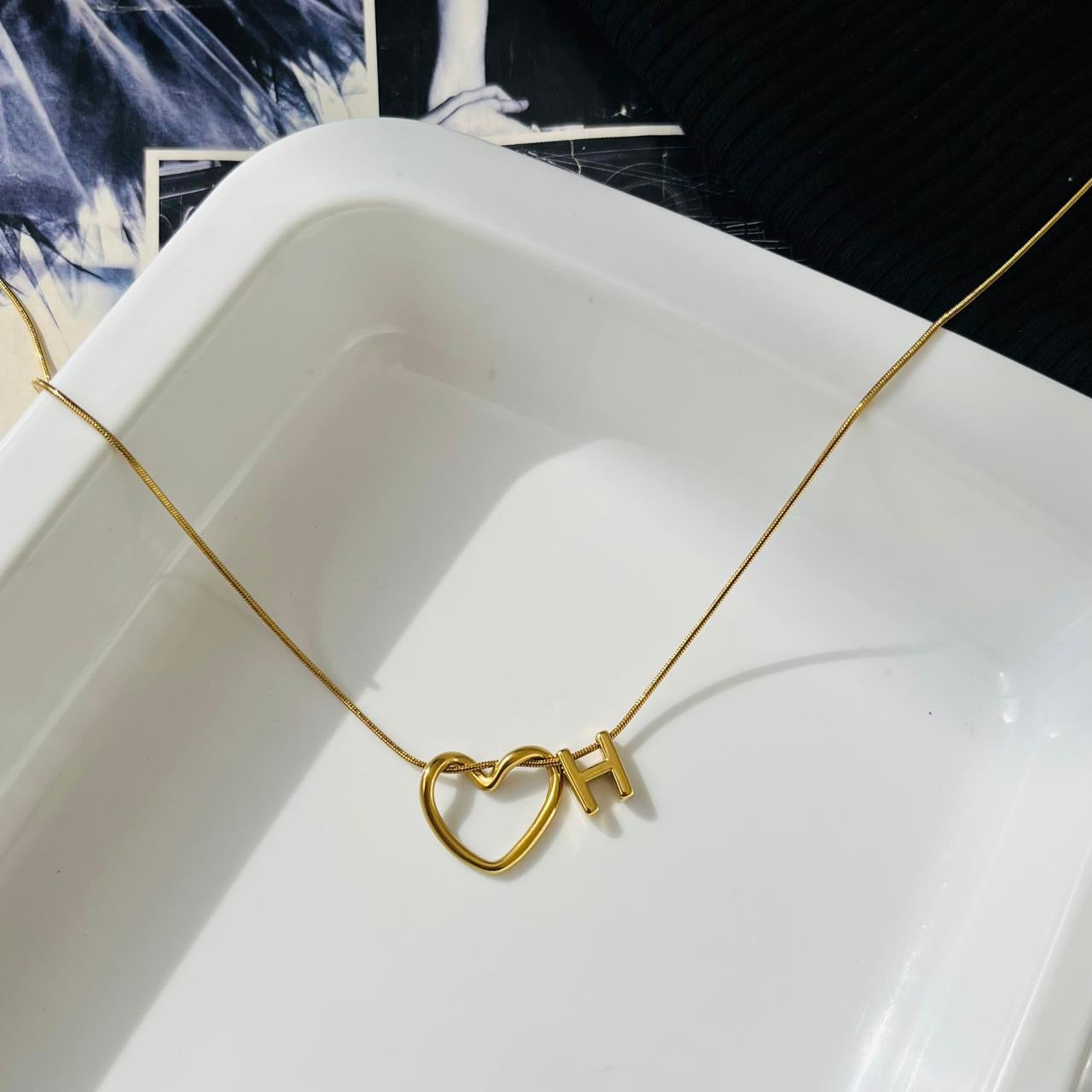 H initial Heart Necklace ~ Anti Tarnish