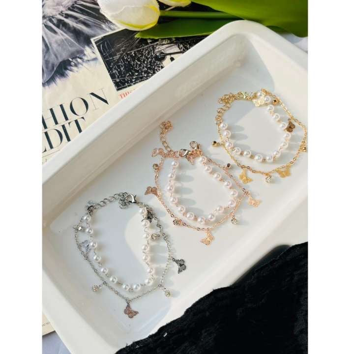 Butterflies Pearls Bracelet