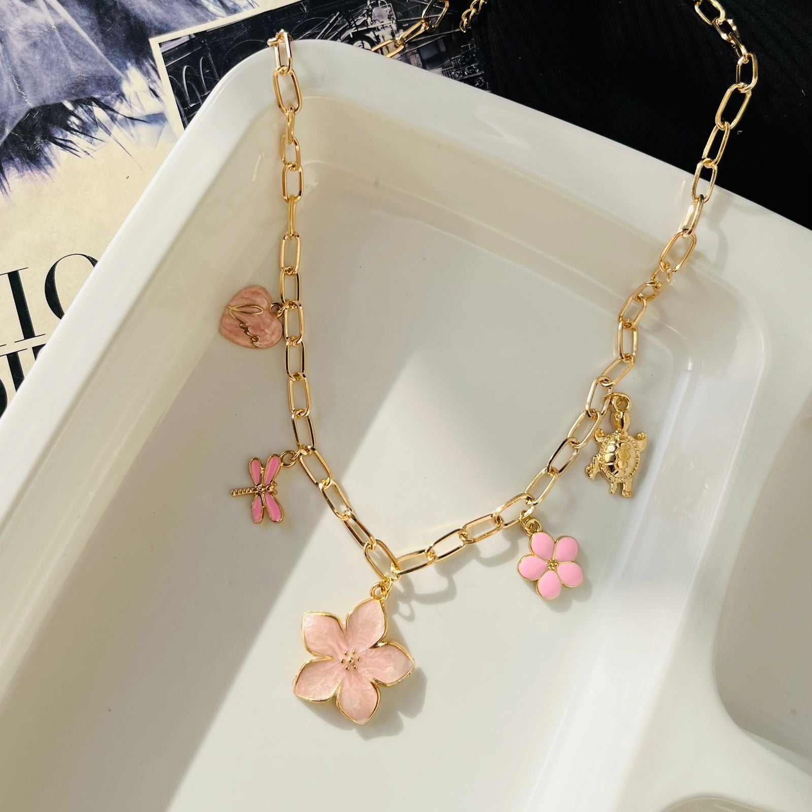 Pink Daisy Beach Necklace