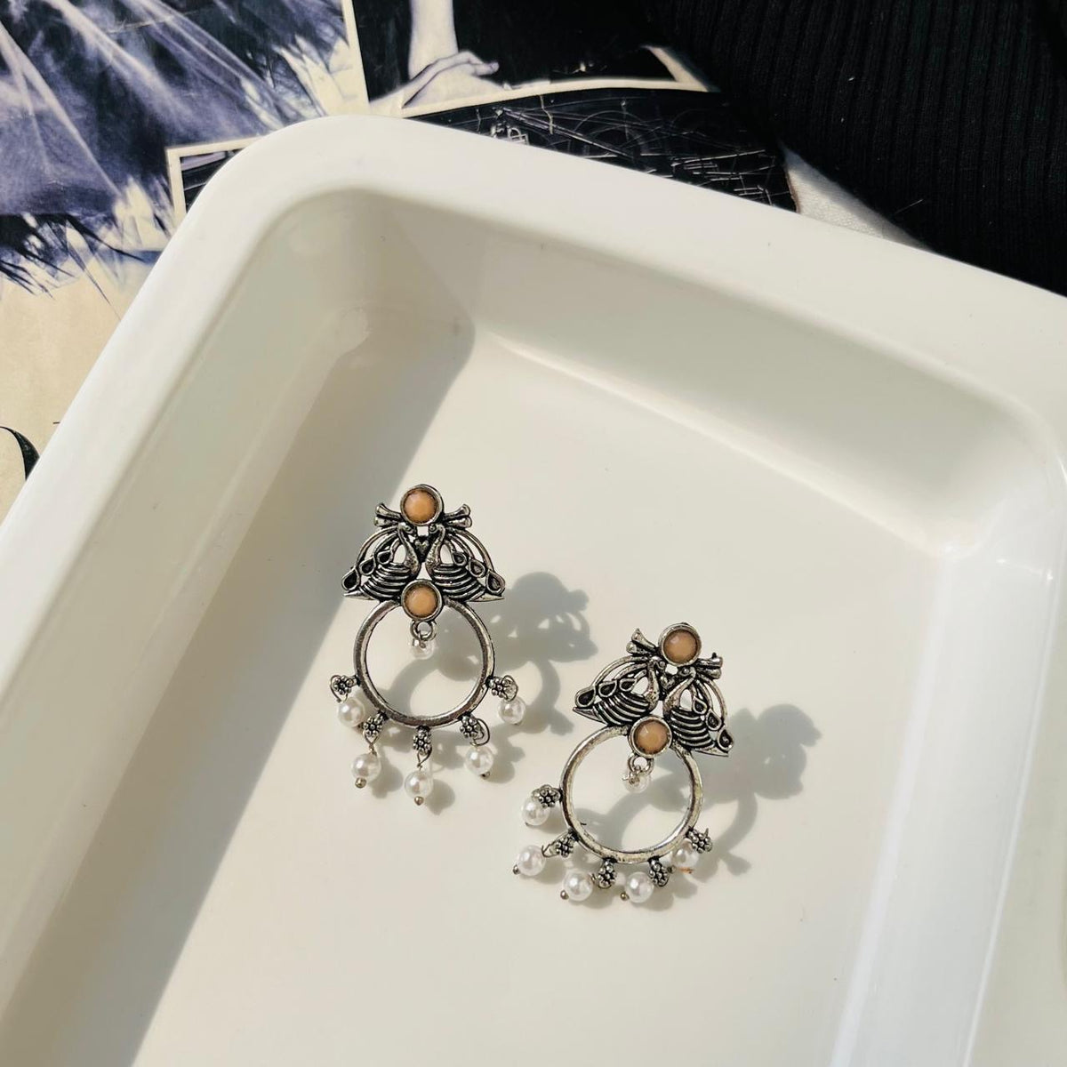 Cream Navya Earrings