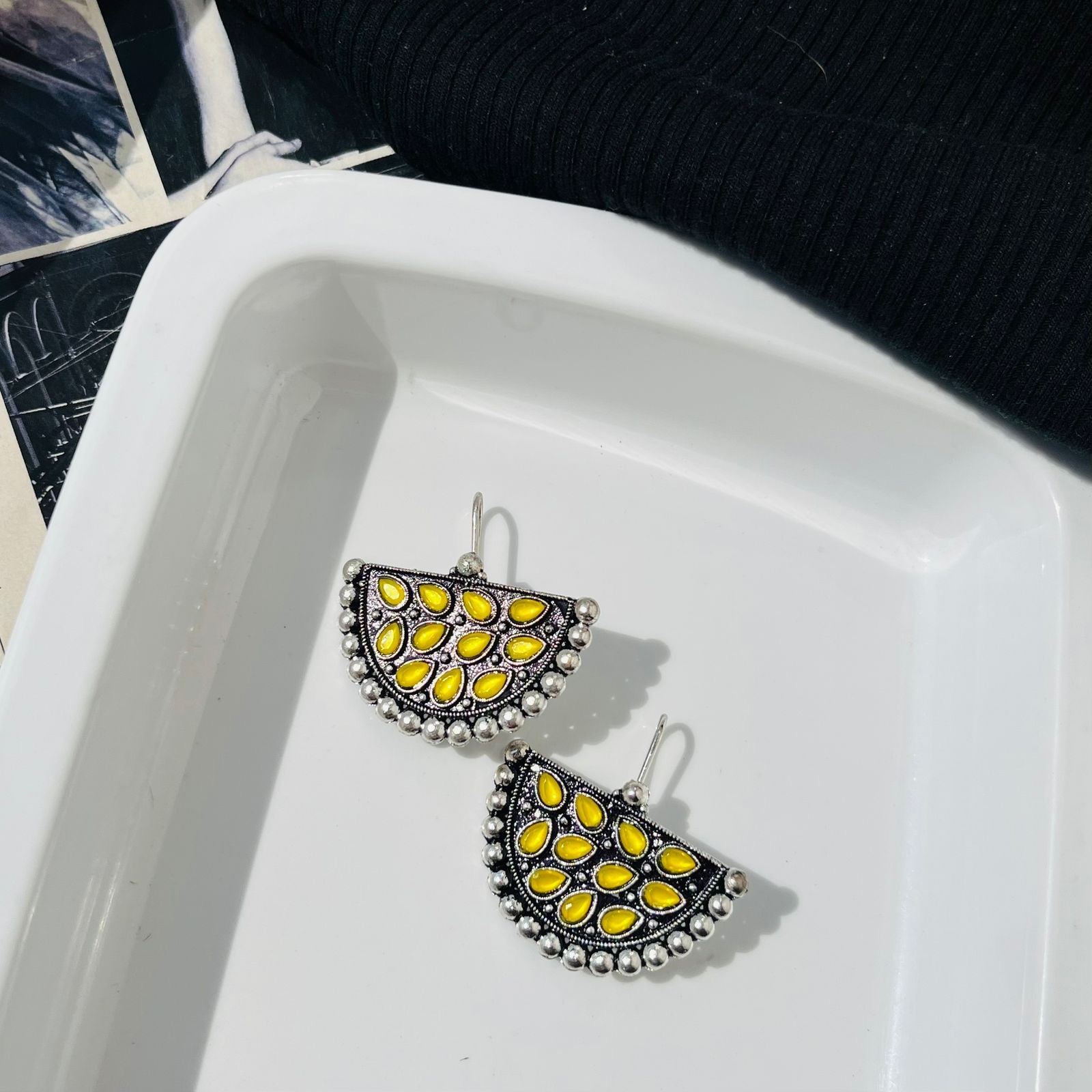 Half Moon Yellow Earrings
