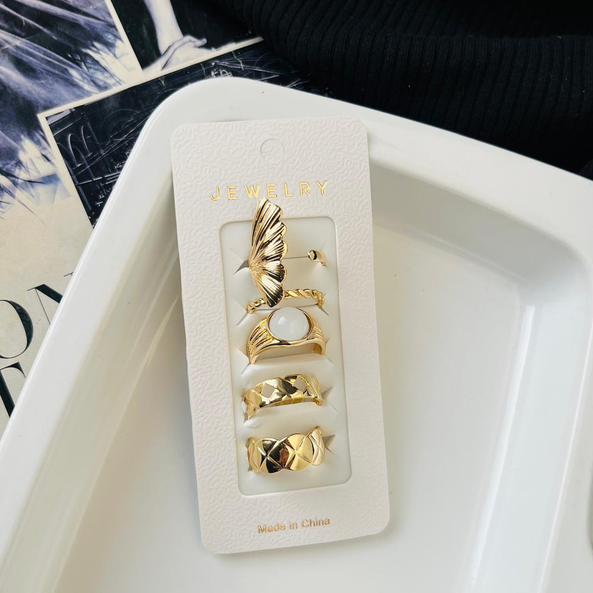 Shell Stone Ring Set