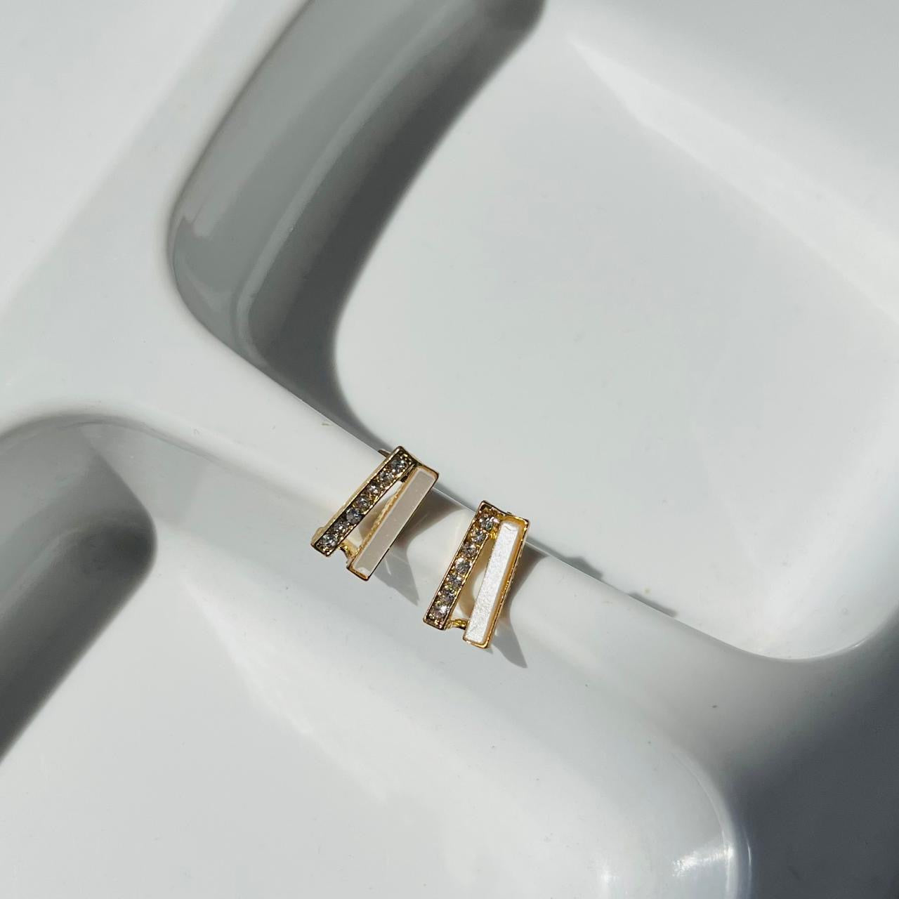 Small White Two Layer Earrings