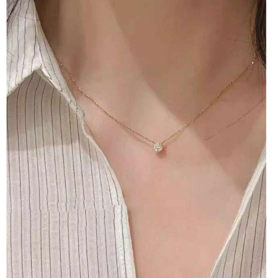Single Diamond Necklace ~ Anti Tarnish