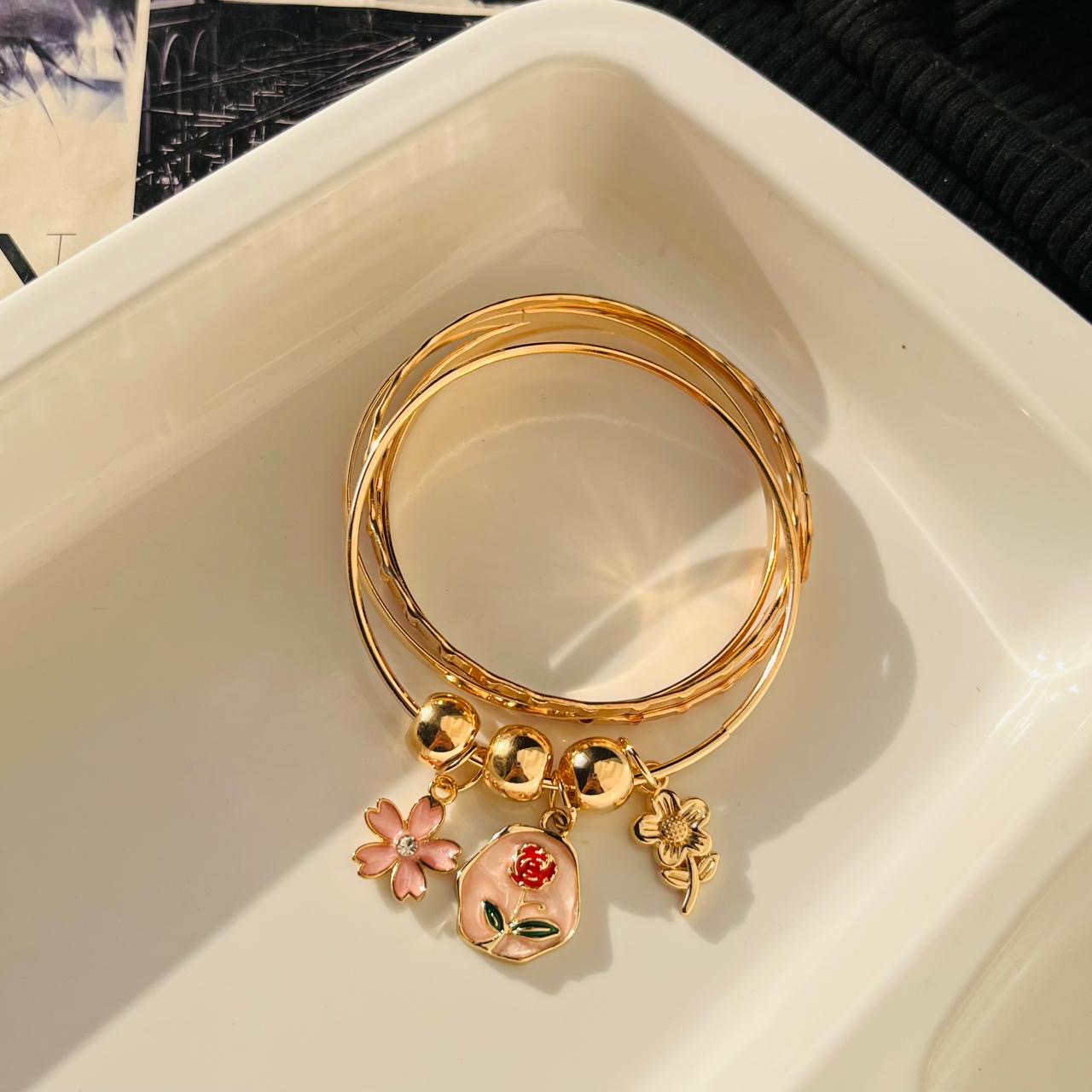 Pink Charms Bracelet Set( 2*4)