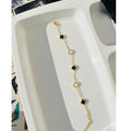 Black White Clover Bracelet