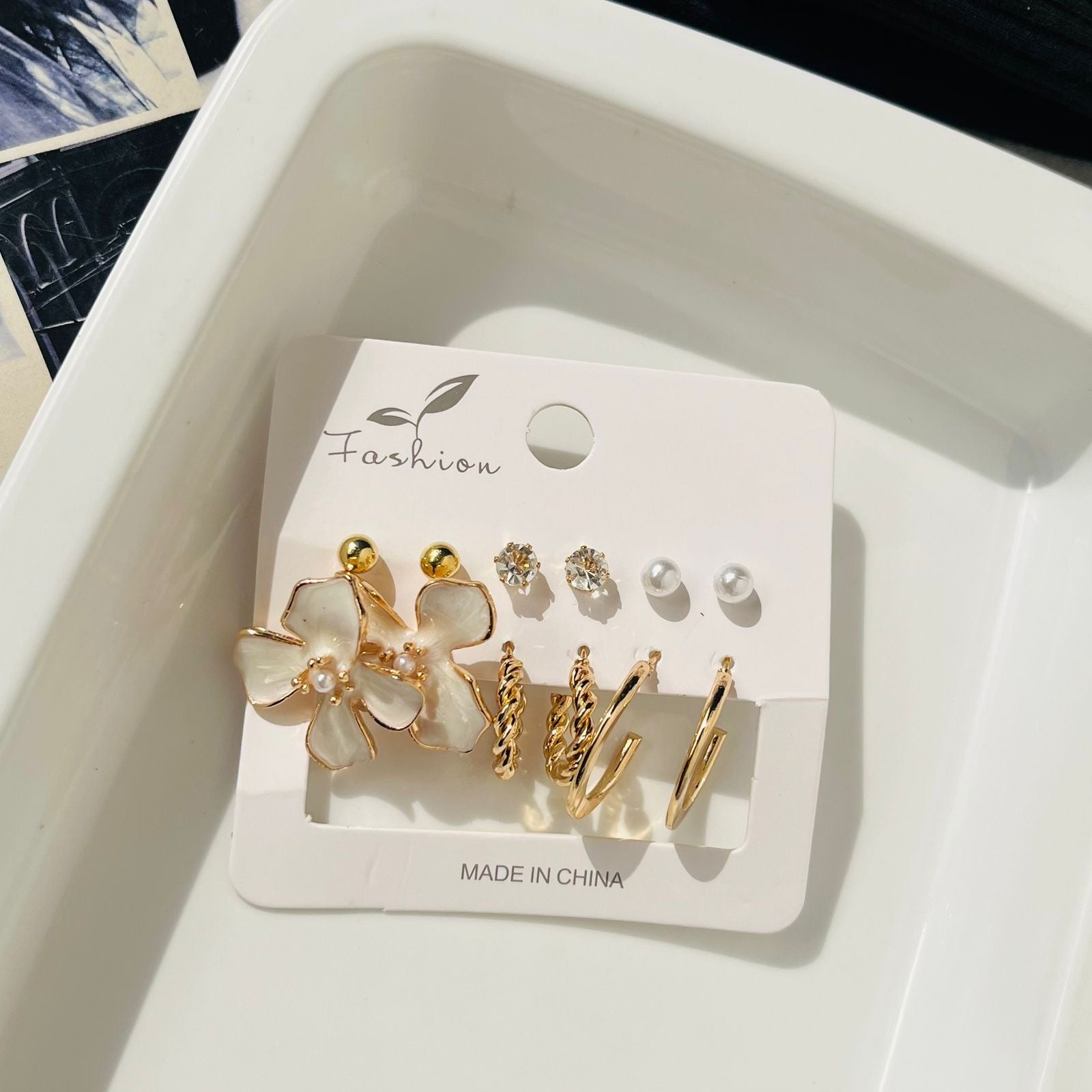 White Flower Earrings Combo ( ₹17/- each Pair )