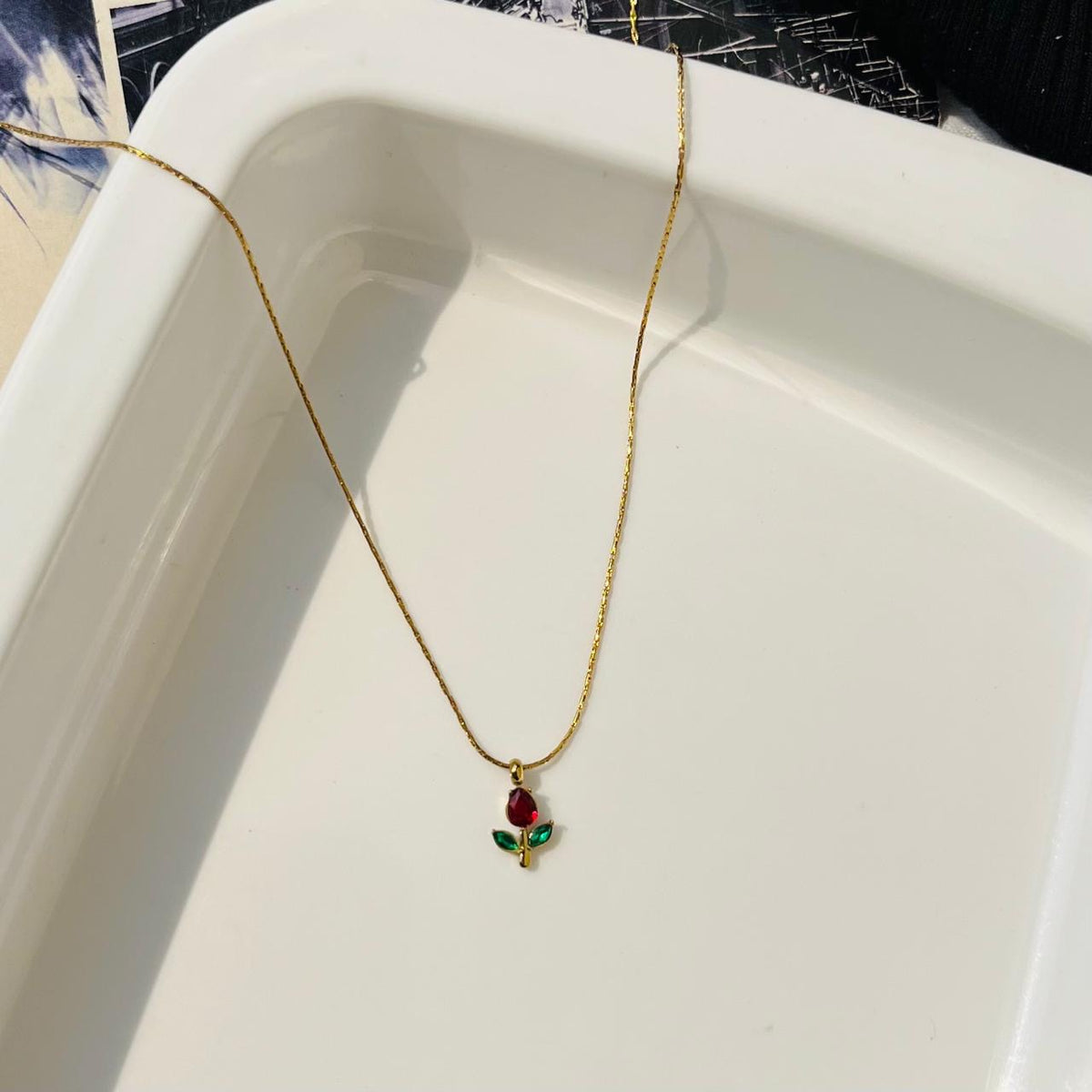 Red Tulip Necklace ~ Anti Tarnish