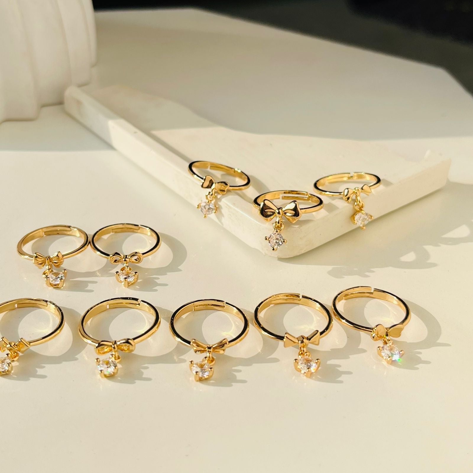 Diamond Bow Rings ~ Adjustable
