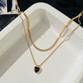 2 layered Black Heart Diamond Necklace