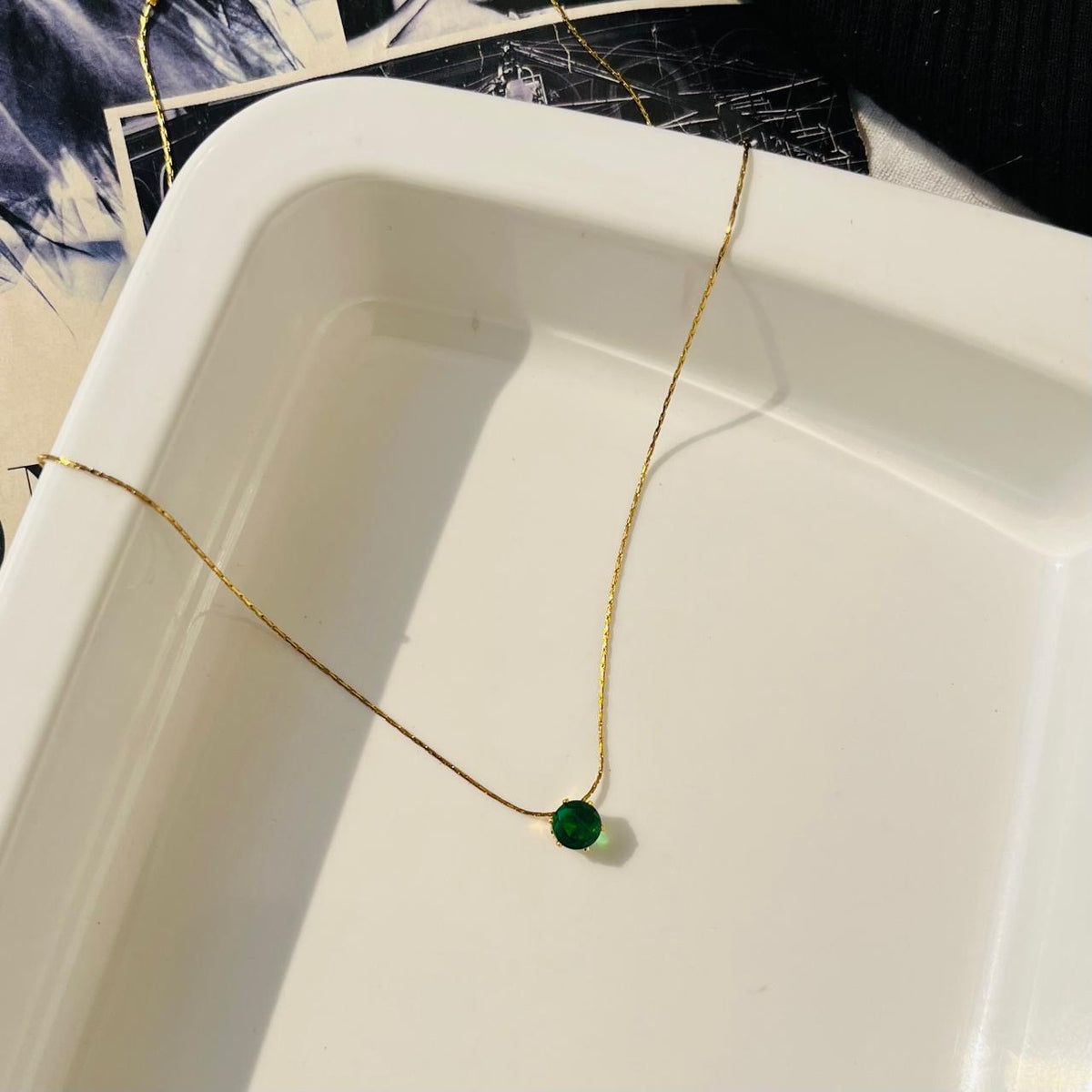 Green Stone Necklace ~ Anti Tarnish