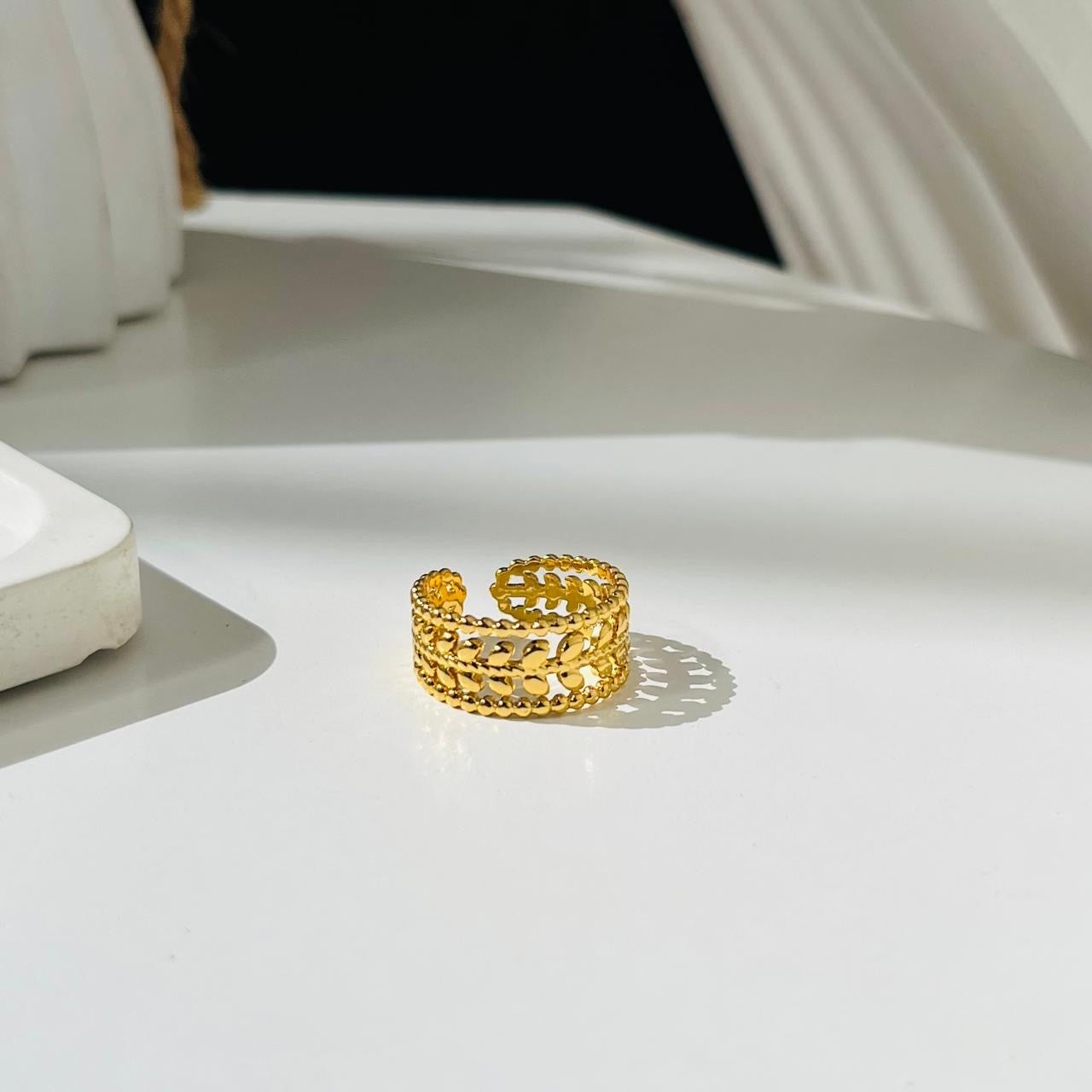 Leafy Adjustable Ring ~ Anti Tarnish