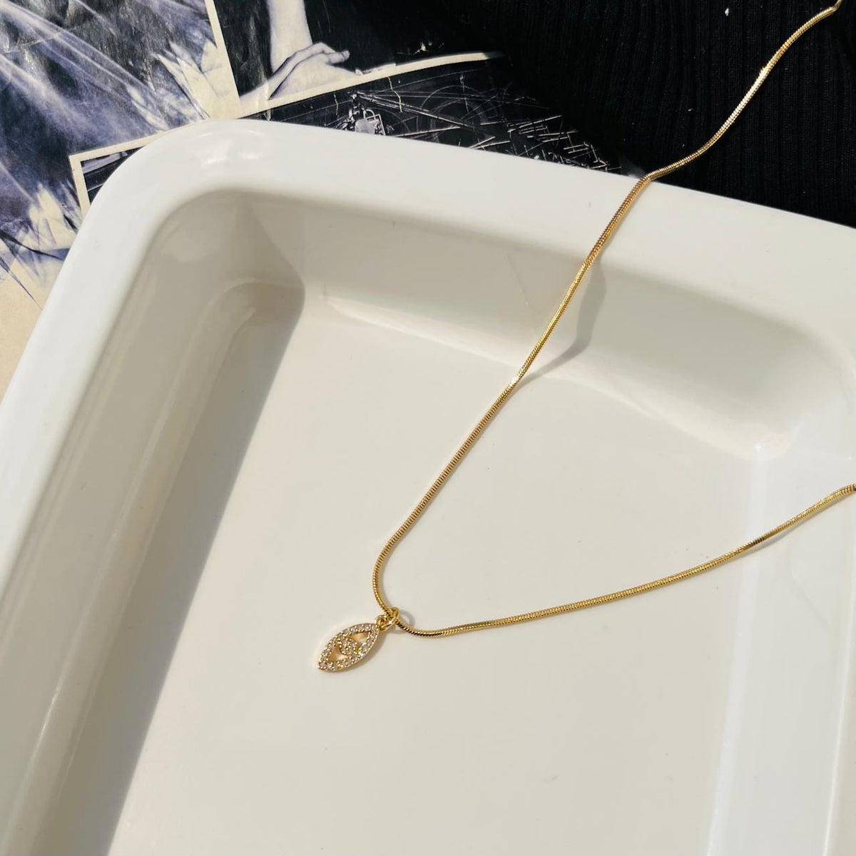 Diamond Evil Eye Necklace ~ Anti Tarnish