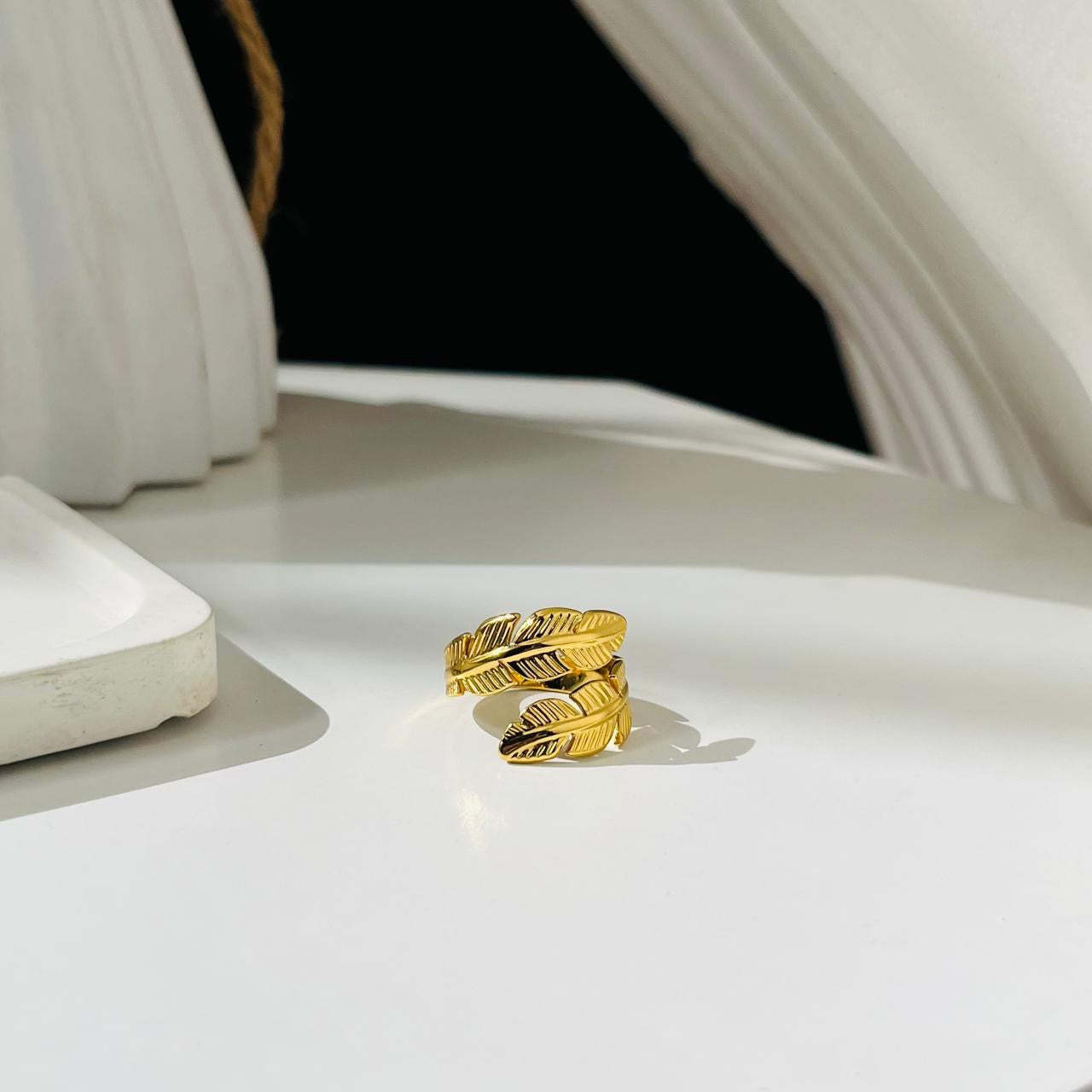 Leaf Adjustable Ring ~ Anti Tarnish