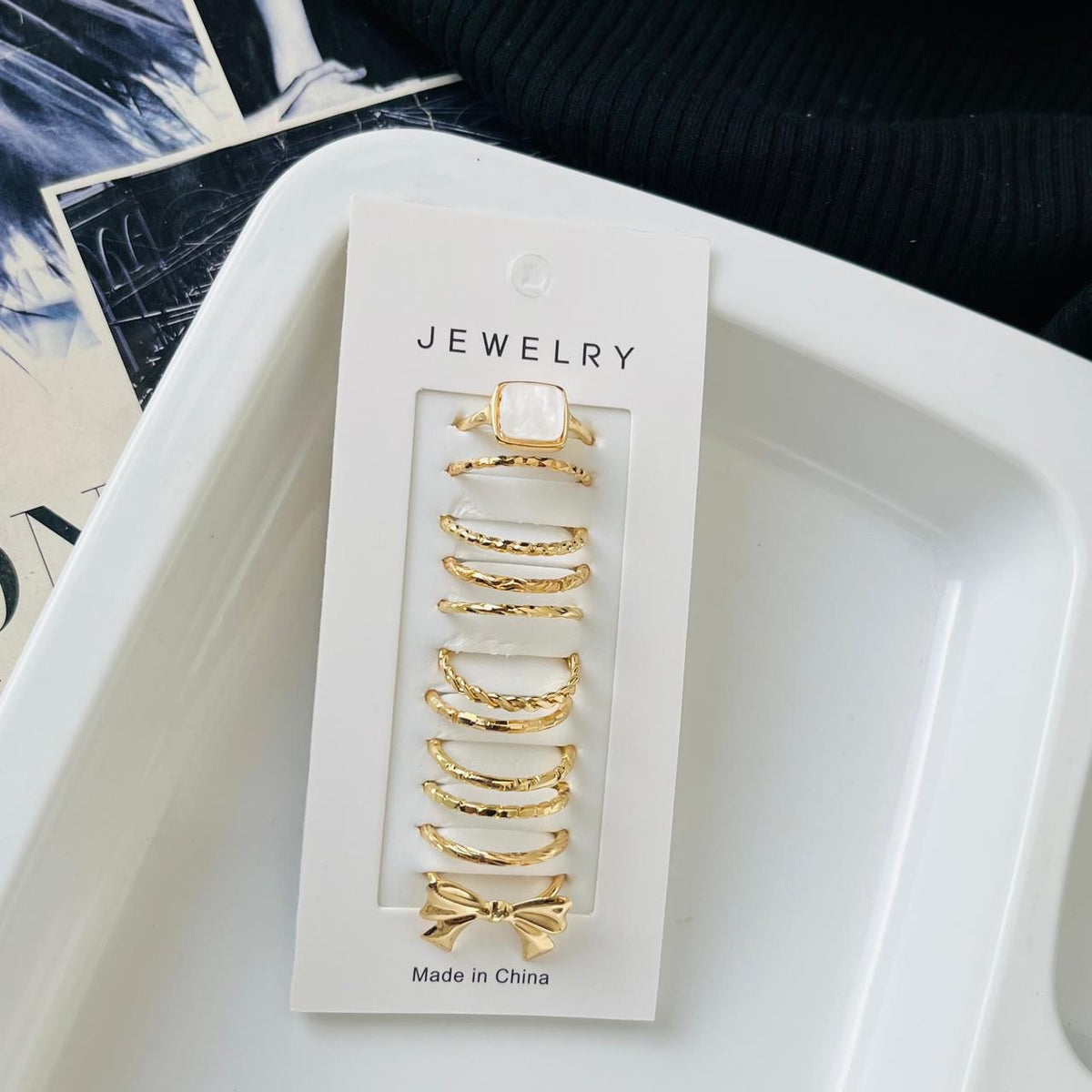 Bow Stone Rings Set ( 11 Rings )