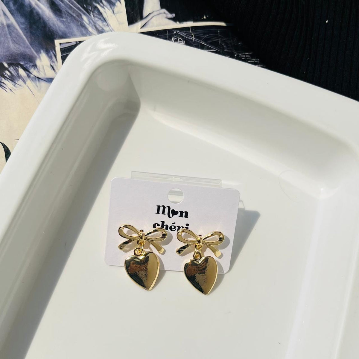 Bow Heart Earrings