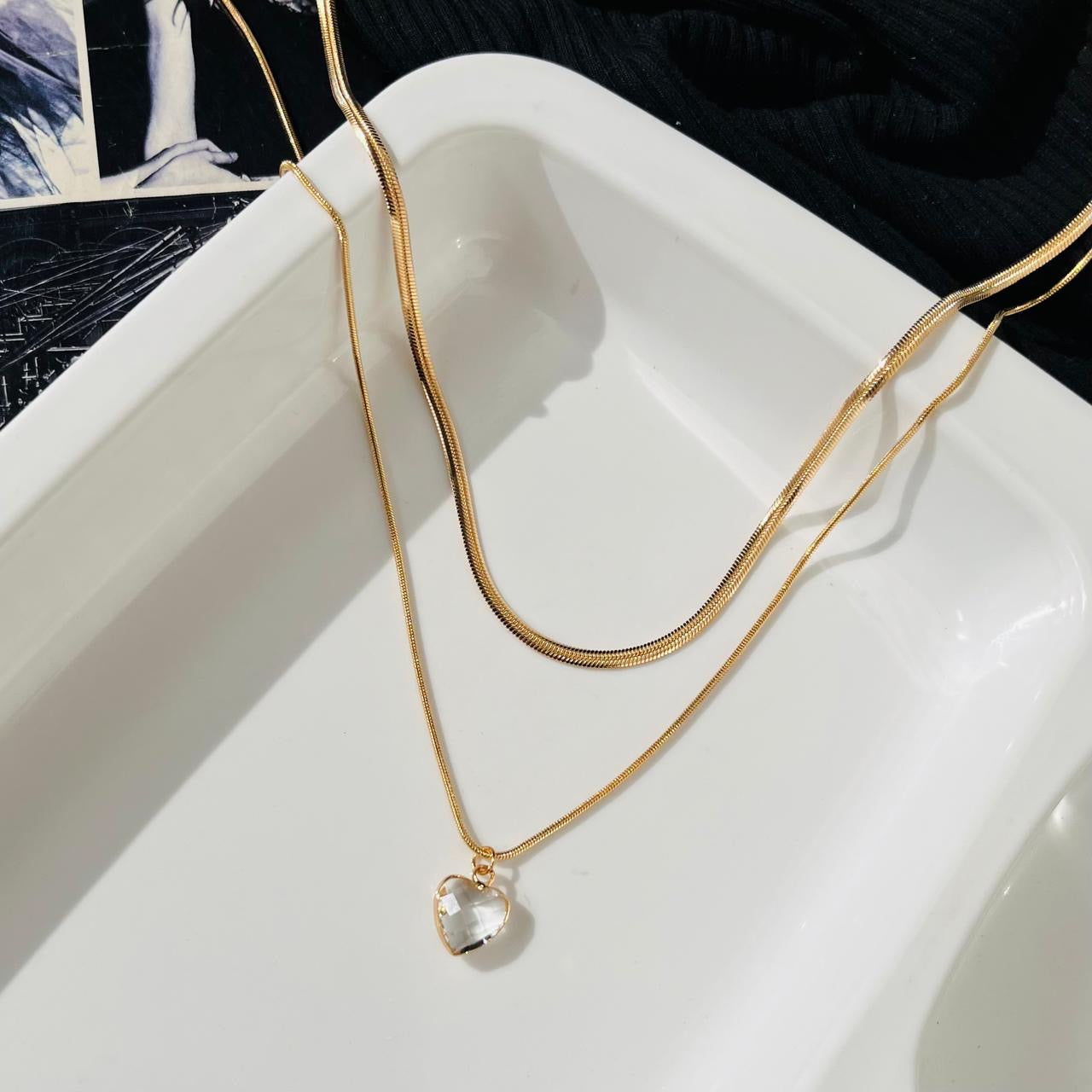 2 layered Heart Diamond Necklace