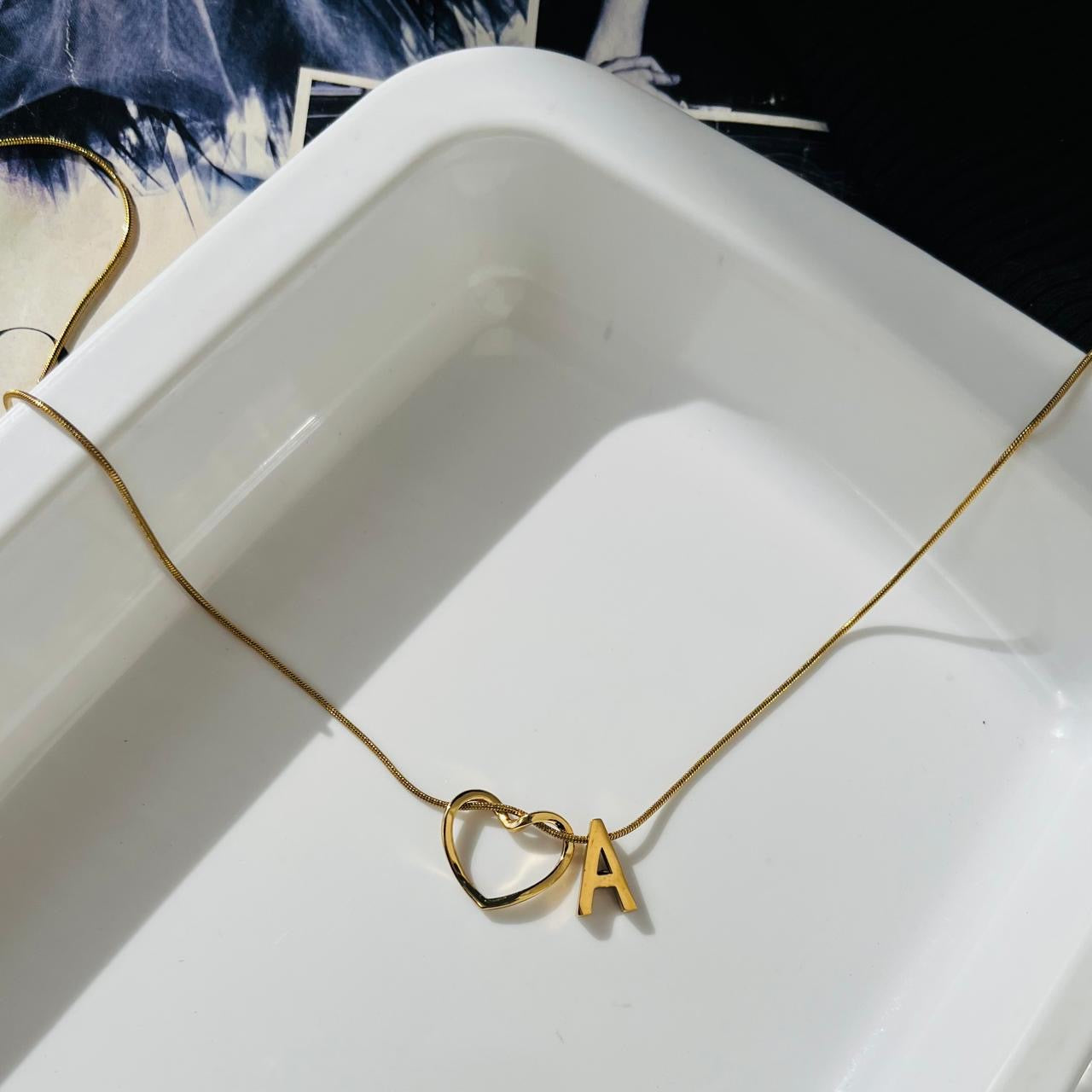 A initial Heart Necklace ~ Anti Tarnish