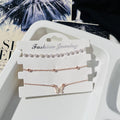 Rosegold Butterfly Pearl Bracelet Stack