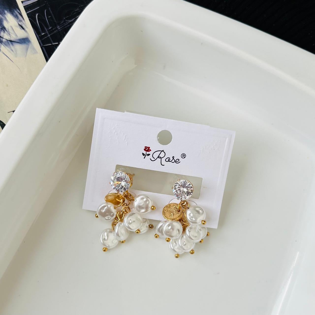 Diamond Pearl Earrings