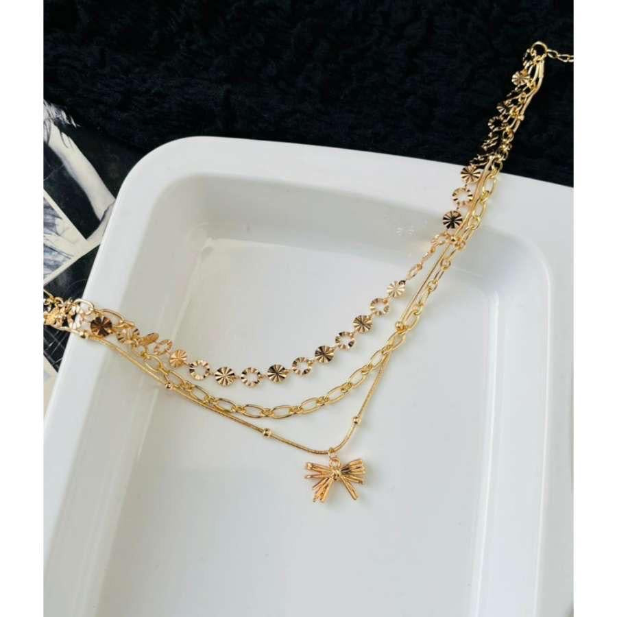 3 Layered Bow Necklace