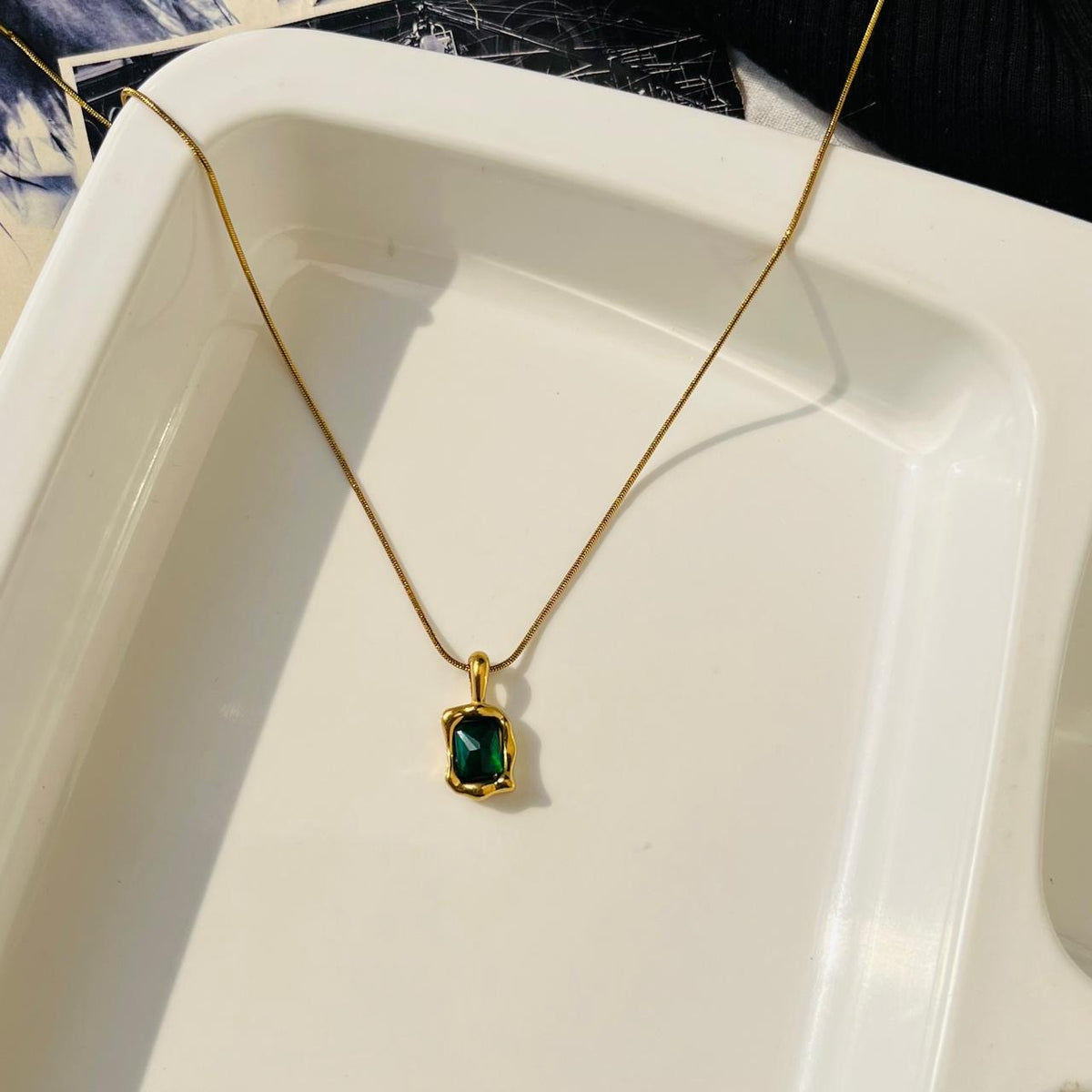 Green Stone Necklace ~ Anti Tarnish