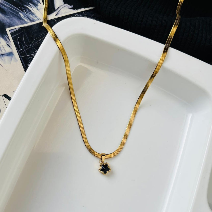 Black Flower Necklace ~ Anti Tarnish – Vira