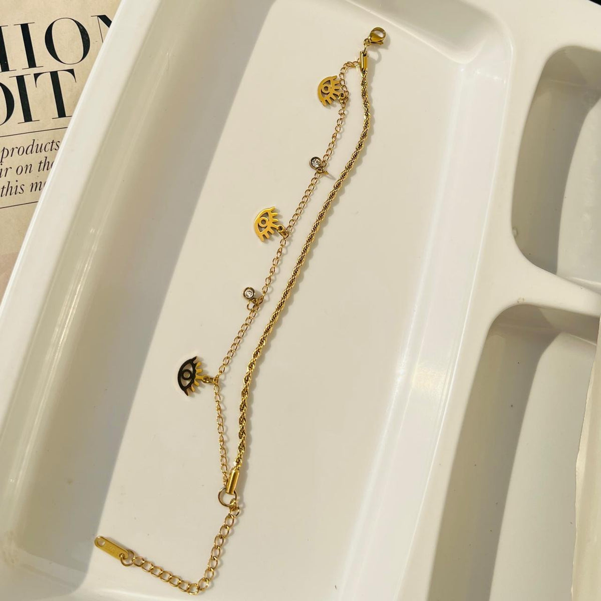 Layered Evil Eye Bracelet ~ Anti Tarnish