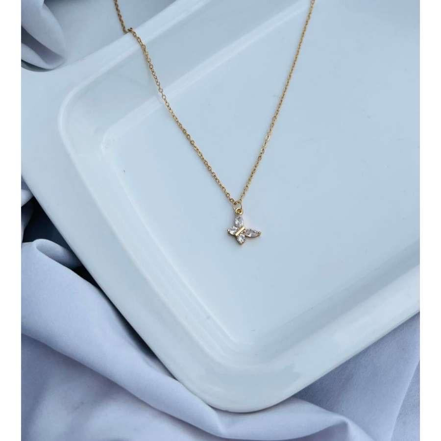 Rosegold Diamond Butterfly Necklace