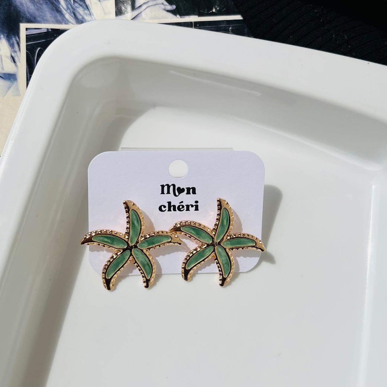Green Star Fish Earrings