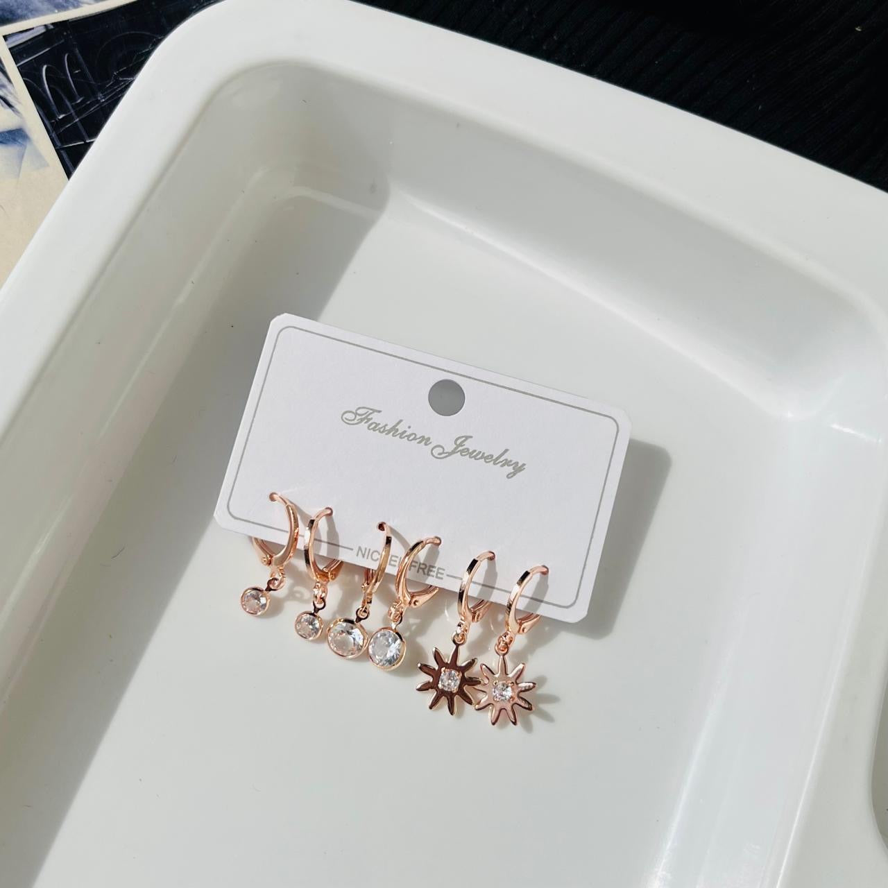 Rosegold Earrings Combo ( 3 pairs )