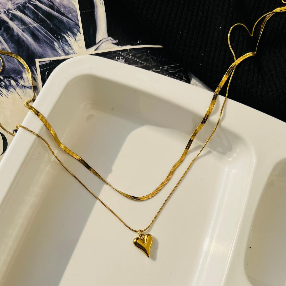 Layered Heart Necklace ~ Anti Tarnish